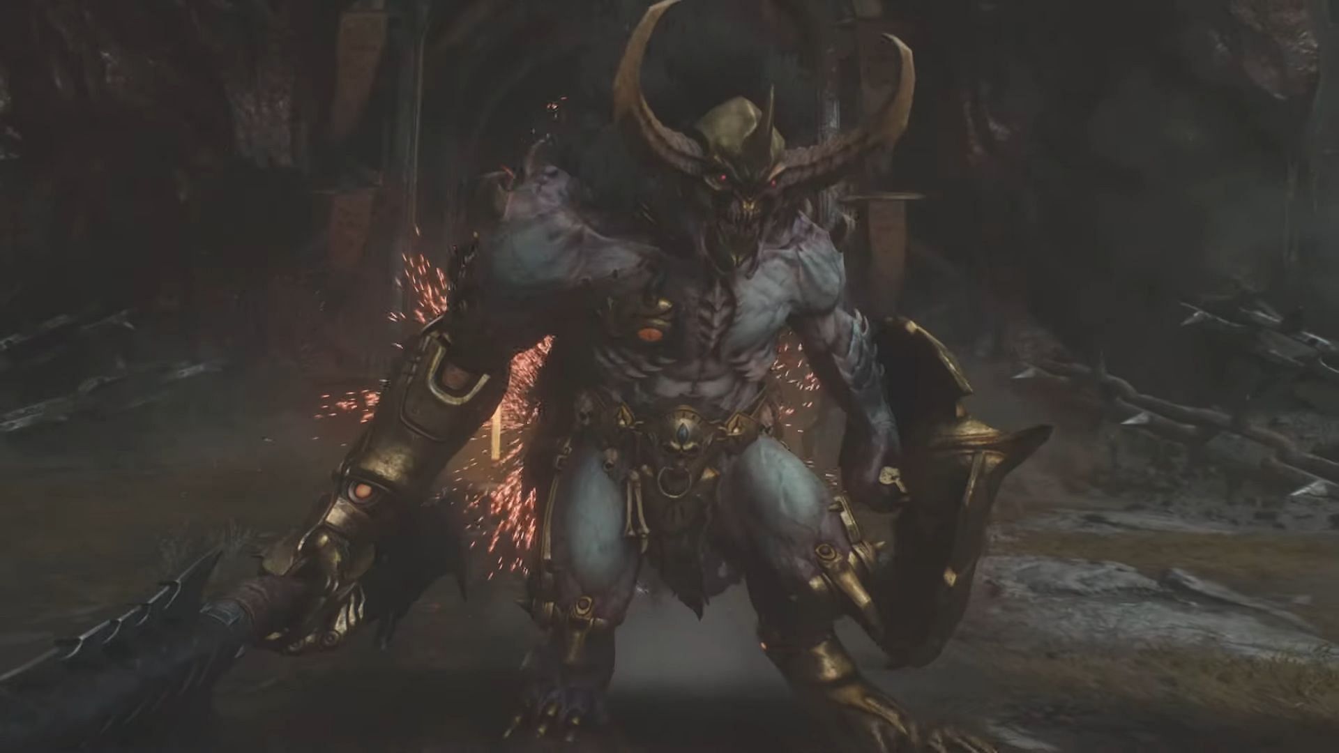 Agaddon Champion appears at the end of the chapter near the mine entrance (Image via Sportskeeda Gaming | Bethesda Softworks)